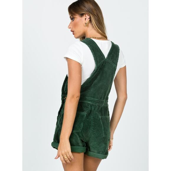 PRINCESS POLLY -NWT- Kacey Corduroy Short Overalls Khaki Green | 4 - Picture 9 of 11